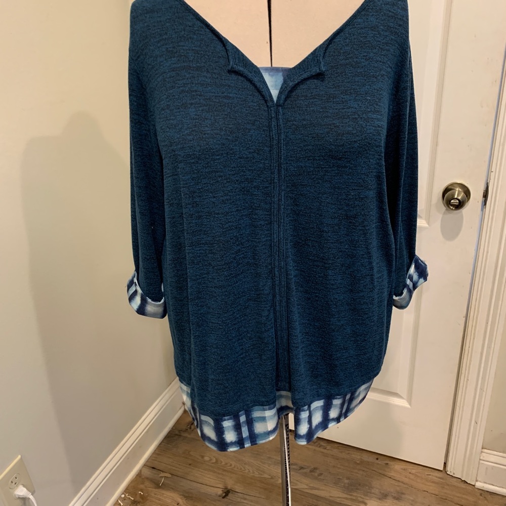 Layered look light sweater